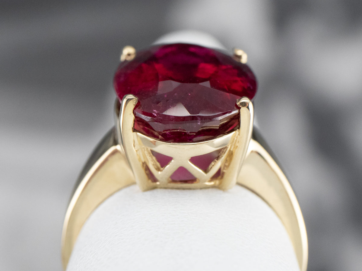 Rubellite Tourmaline Gold Cocktail Ring