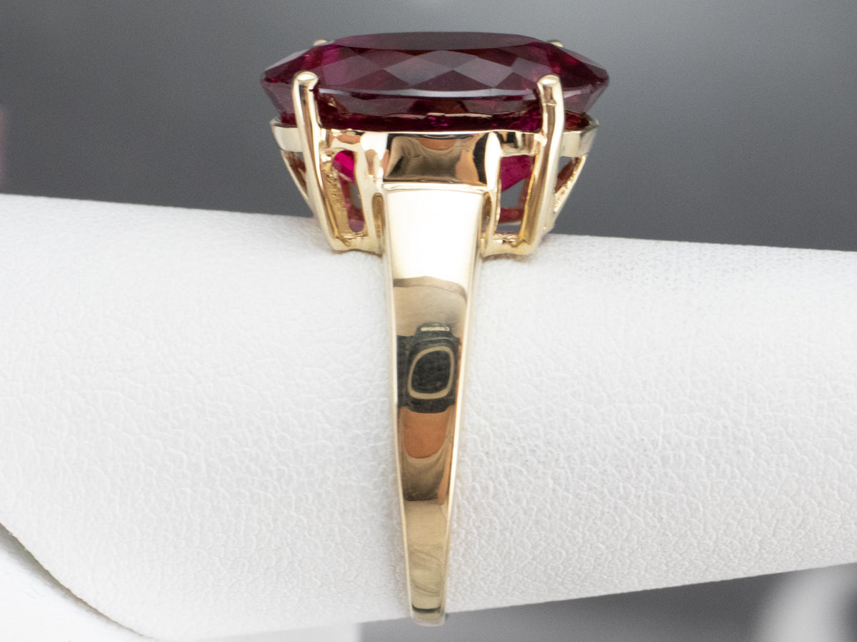Rubellite Tourmaline Gold Cocktail Ring