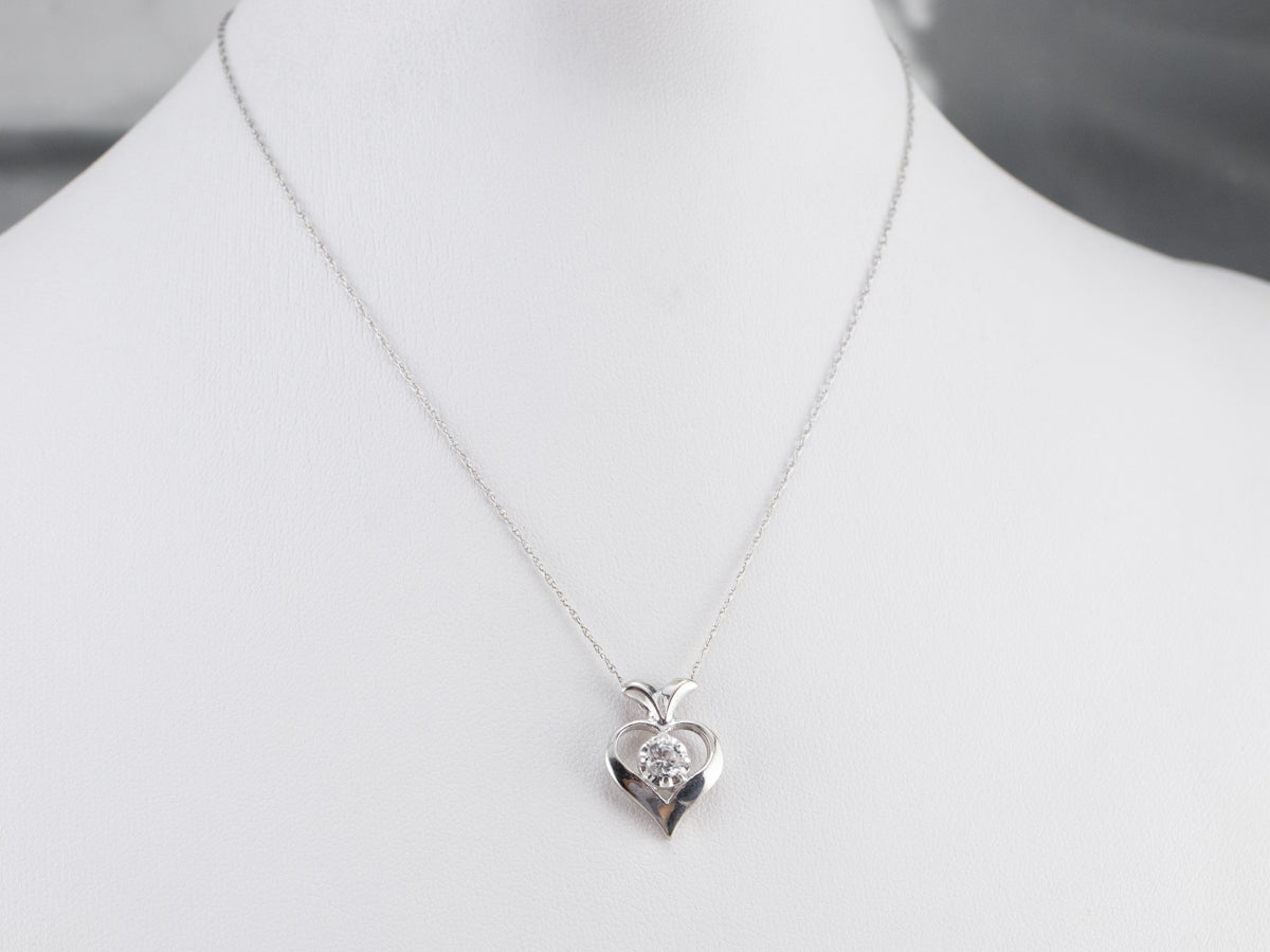 Modern Gold Diamond Heart Pendant