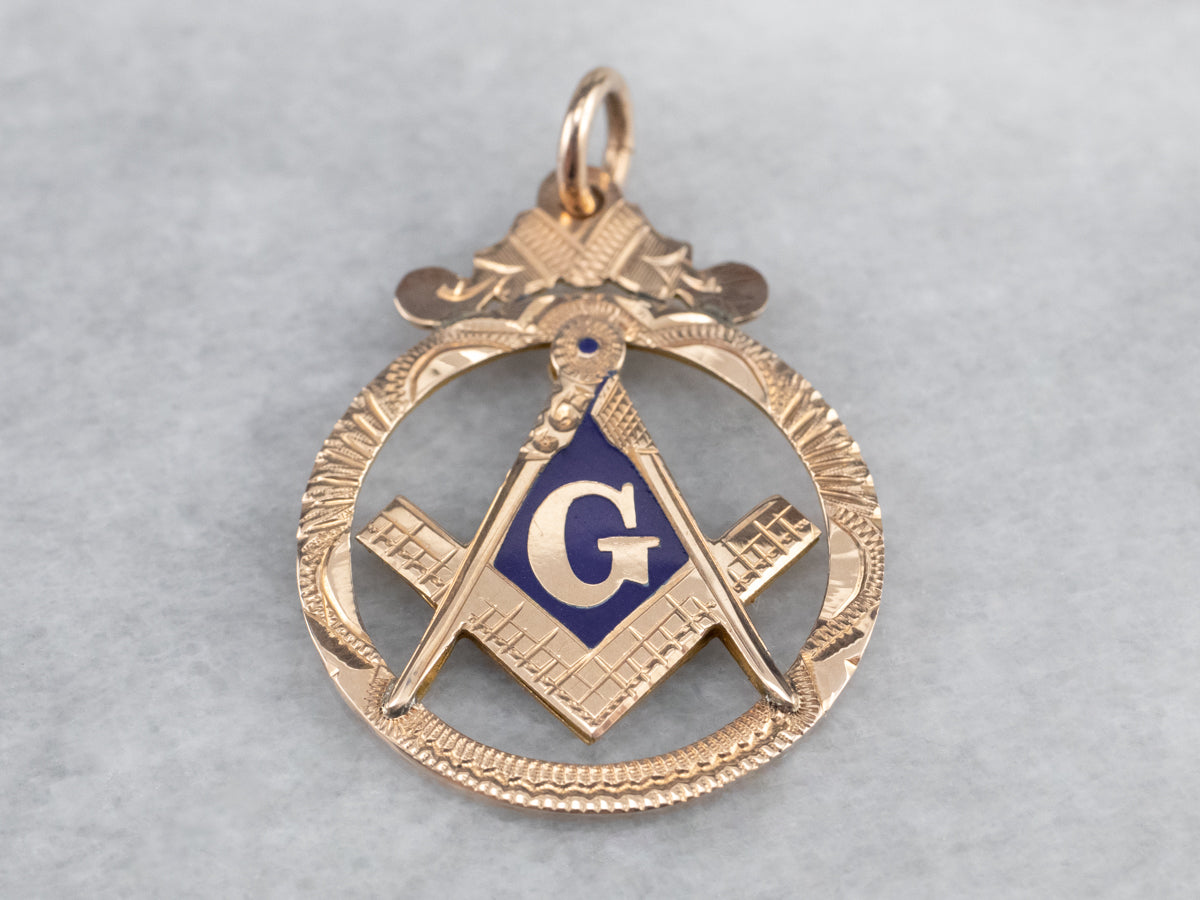 Antique Masonic Gold and Enamel Pendant