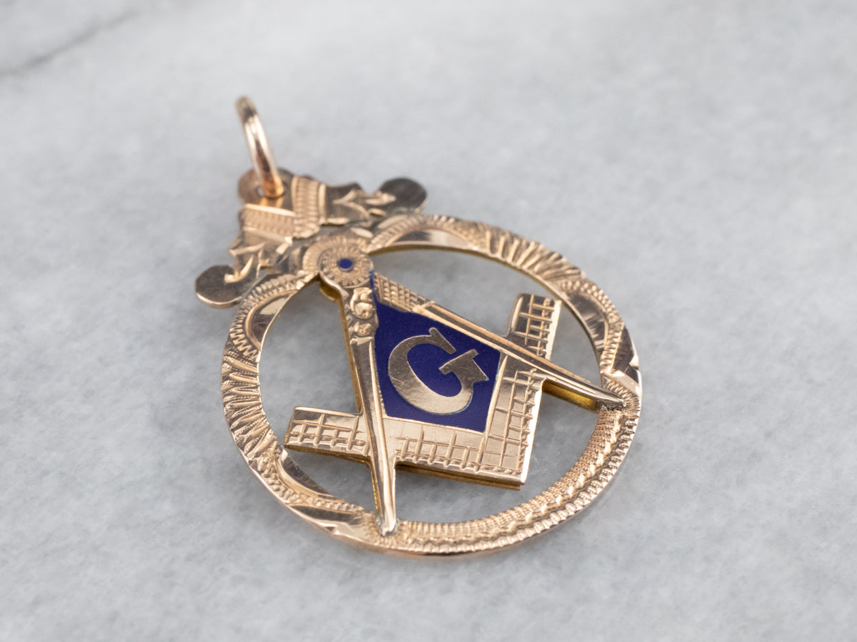 Antique Masonic Gold and Enamel Pendant