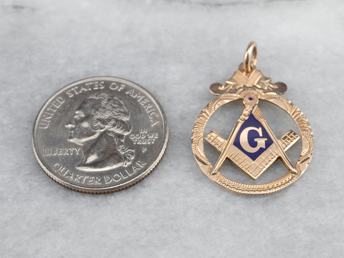 Antique Masonic Gold and Enamel Pendant