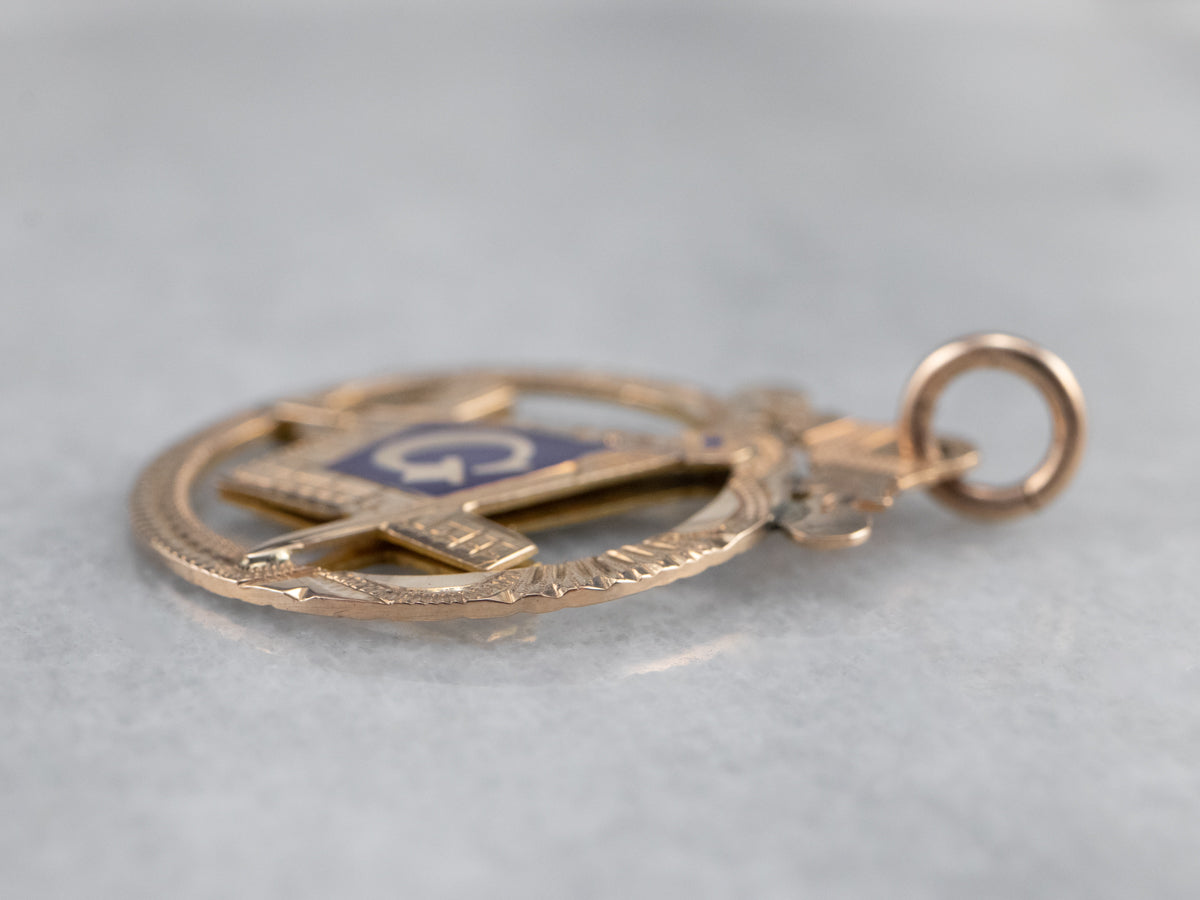 Antique Masonic Gold and Enamel Pendant