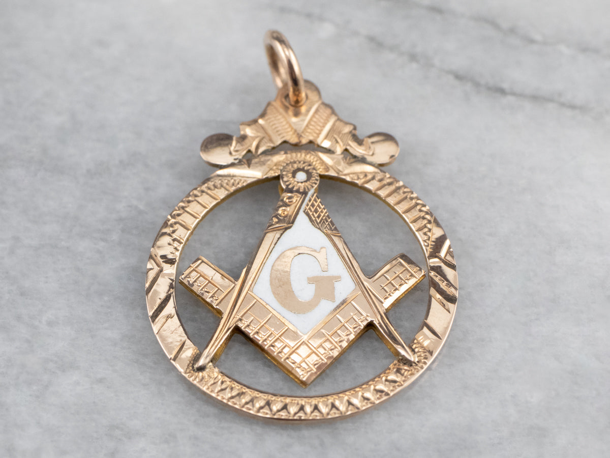 Antique Masonic Gold and Enamel Pendant