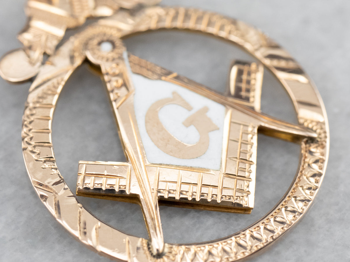 Antique Masonic Gold and Enamel Pendant