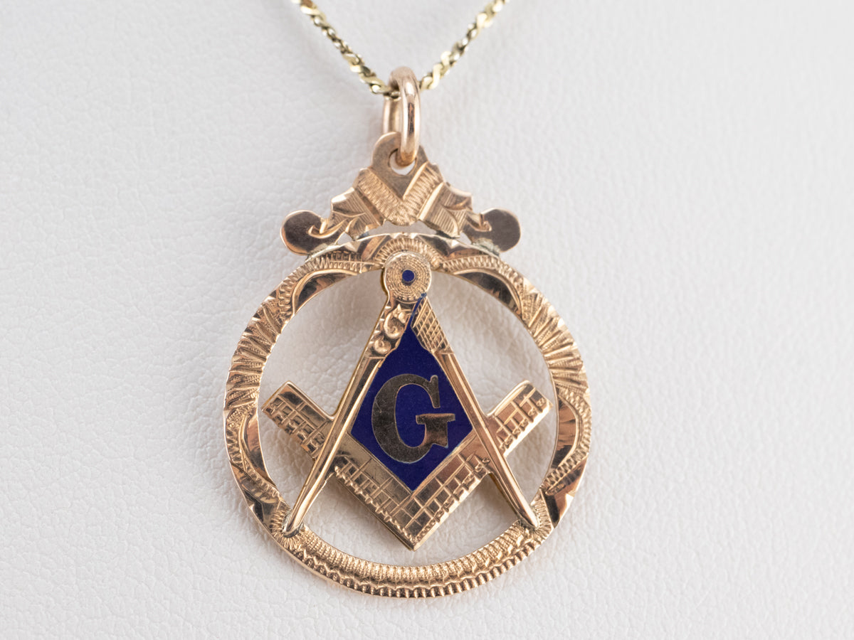 Antique Masonic Gold and Enamel Pendant