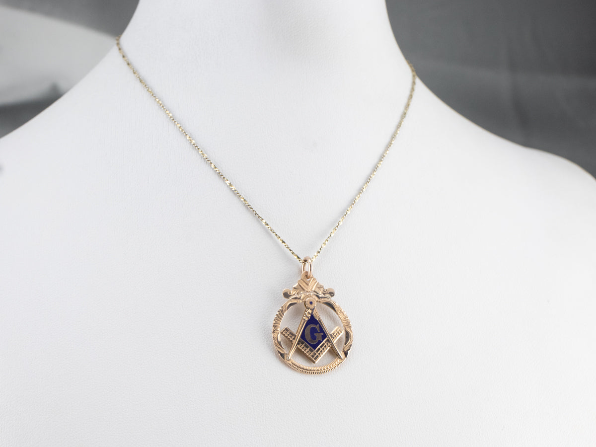 Antique Masonic Gold and Enamel Pendant