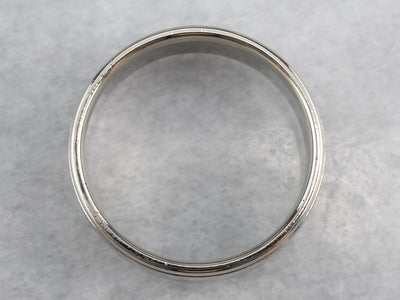 White Gold Lined Edged Wedding Band