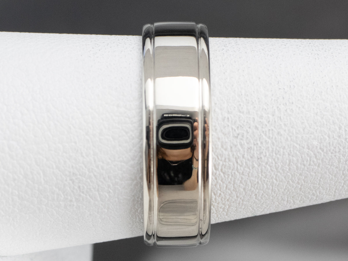 White Gold Lined Edged Wedding Band