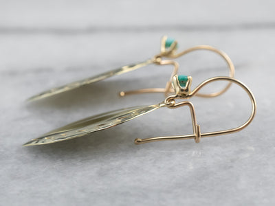 Turquoise and Gold Cufflink Drop Earrings
