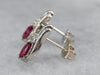 Diamond and Synthetic Ruby Stud Earrings