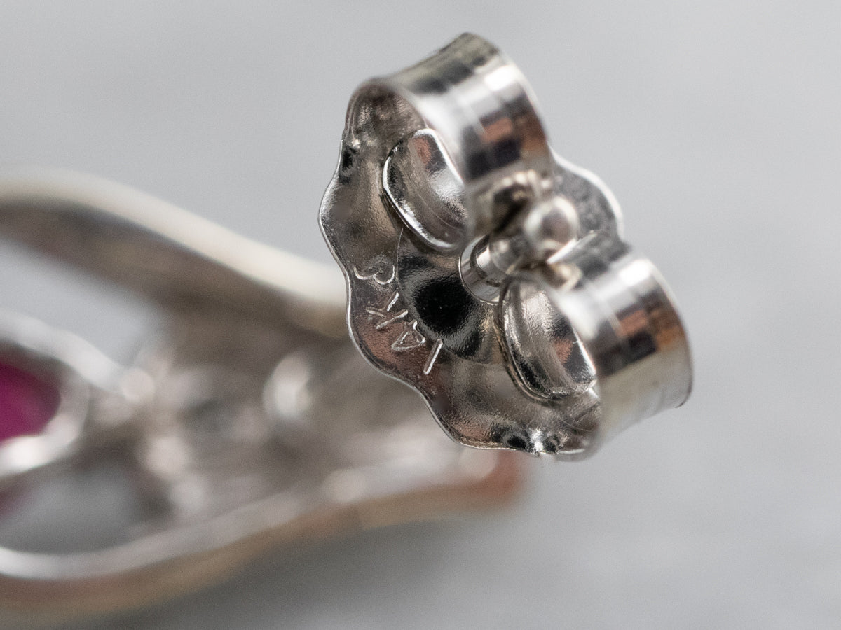 Diamond and Synthetic Ruby Stud Earrings