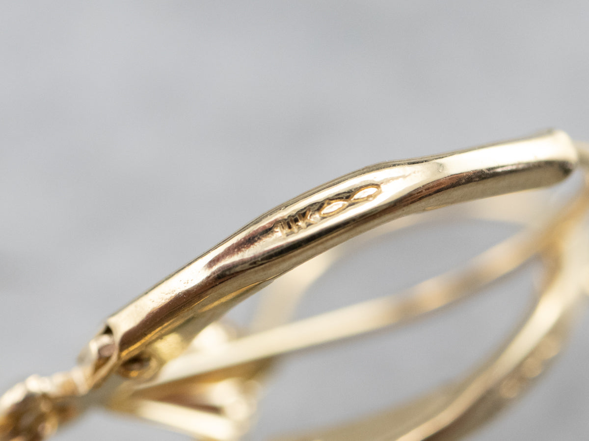 Amethyst Seed Pearl Gold Filigree Drop Earrings