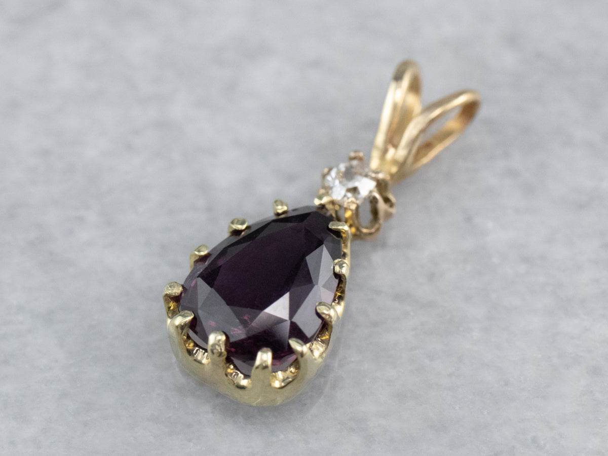 Purple Sapphire Diamond Gold Pendant
