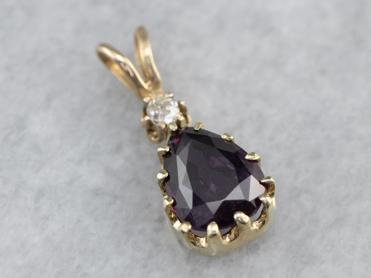 Purple Sapphire Diamond Gold Pendant
