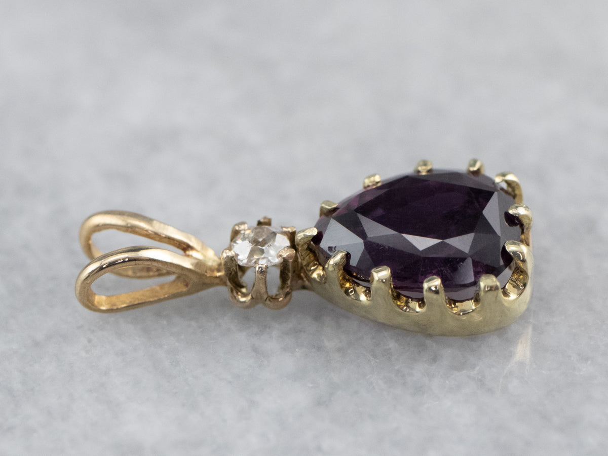 Purple Sapphire Diamond Gold Pendant