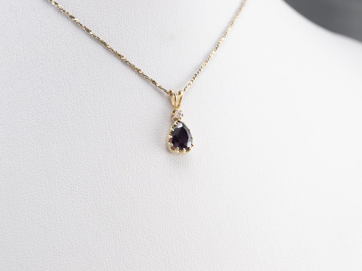 Purple Sapphire Diamond Gold Pendant