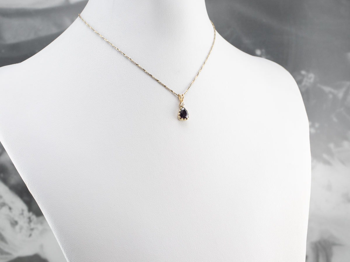 Purple Sapphire Diamond Gold Pendant