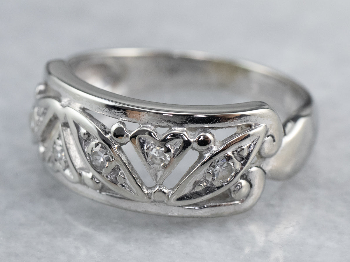 Diamond Hearts White Gold Band
