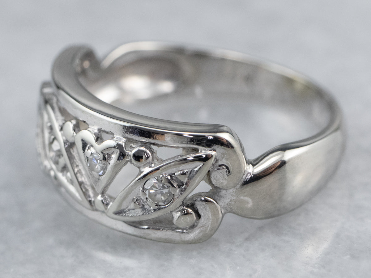Diamond Hearts White Gold Band