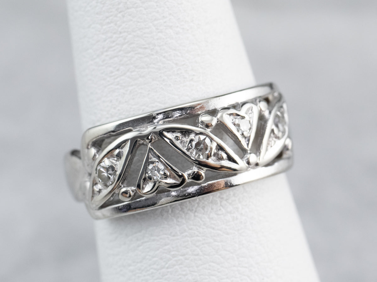 Diamond Hearts White Gold Band