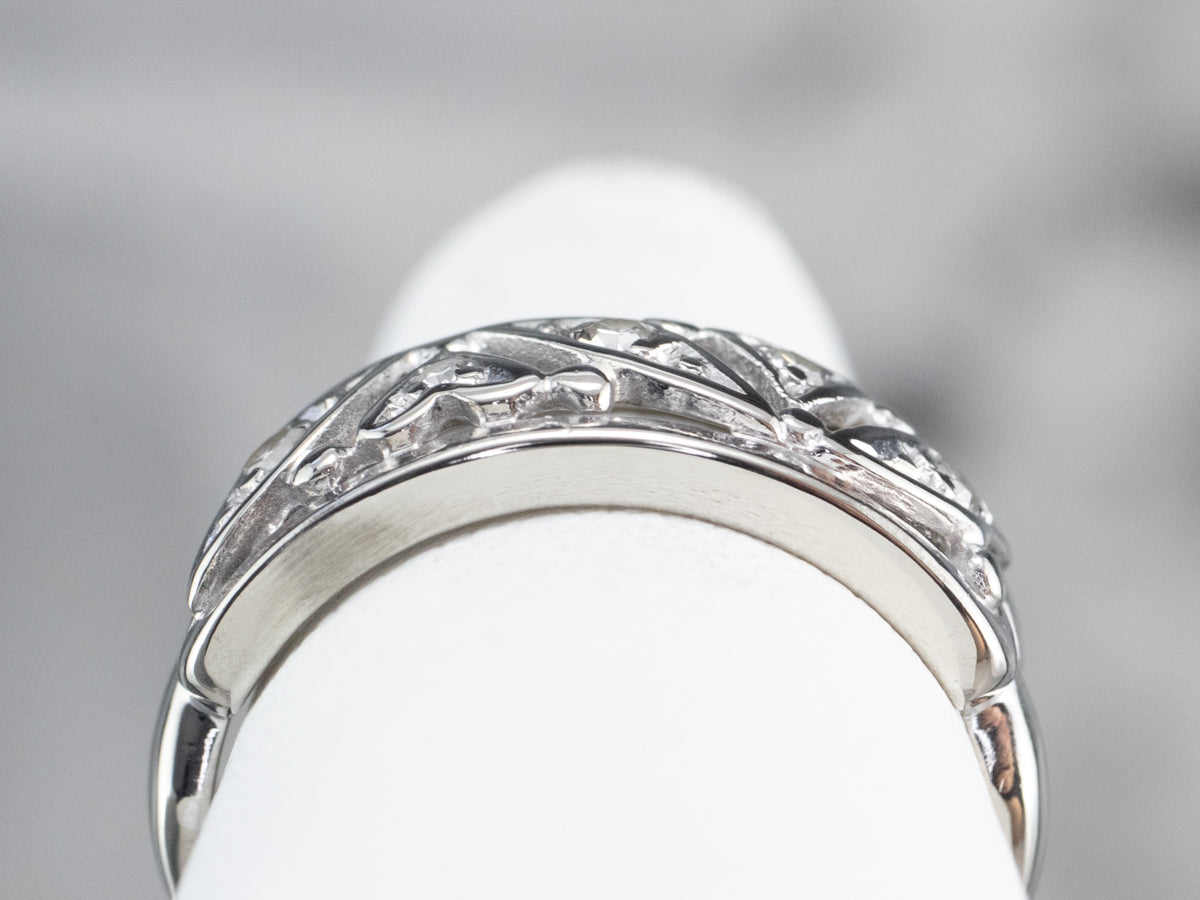 Diamond Hearts White Gold Band