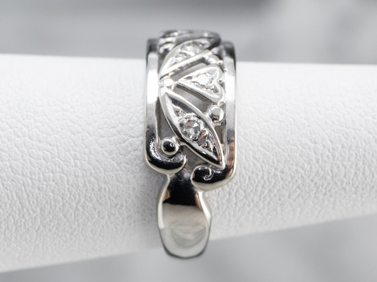 Diamond Hearts White Gold Band