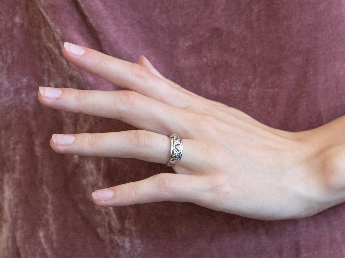 Diamond Hearts White Gold Band