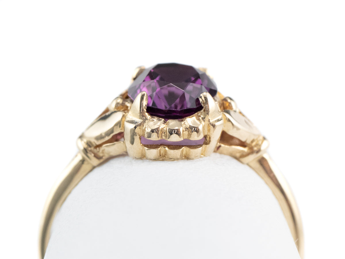 Abigail Purple Sapphire Gold Solitaire Ring from the Elizabeth Henry Collection