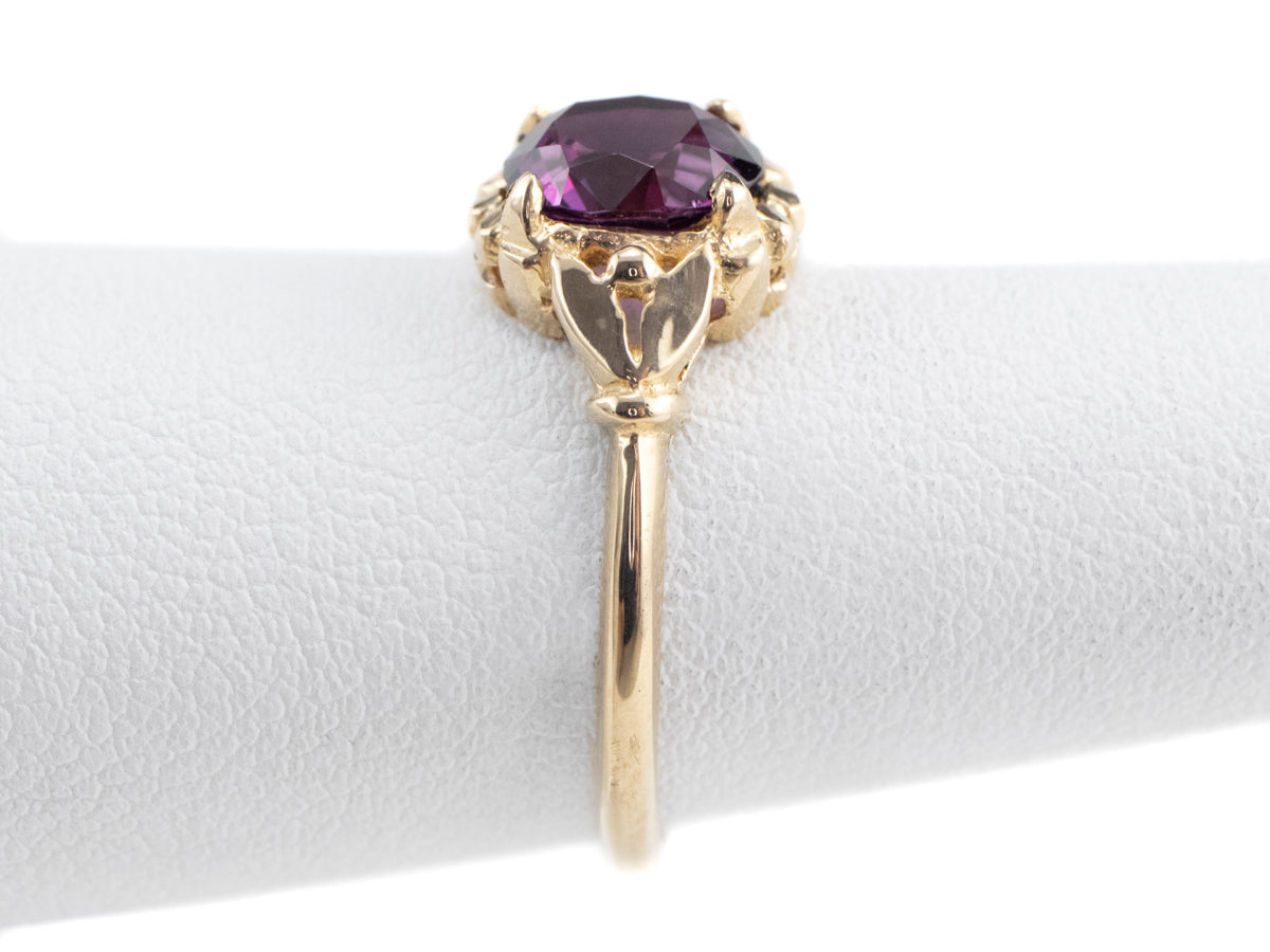 Abigail Purple Sapphire Gold Solitaire Ring from the Elizabeth Henry Collection