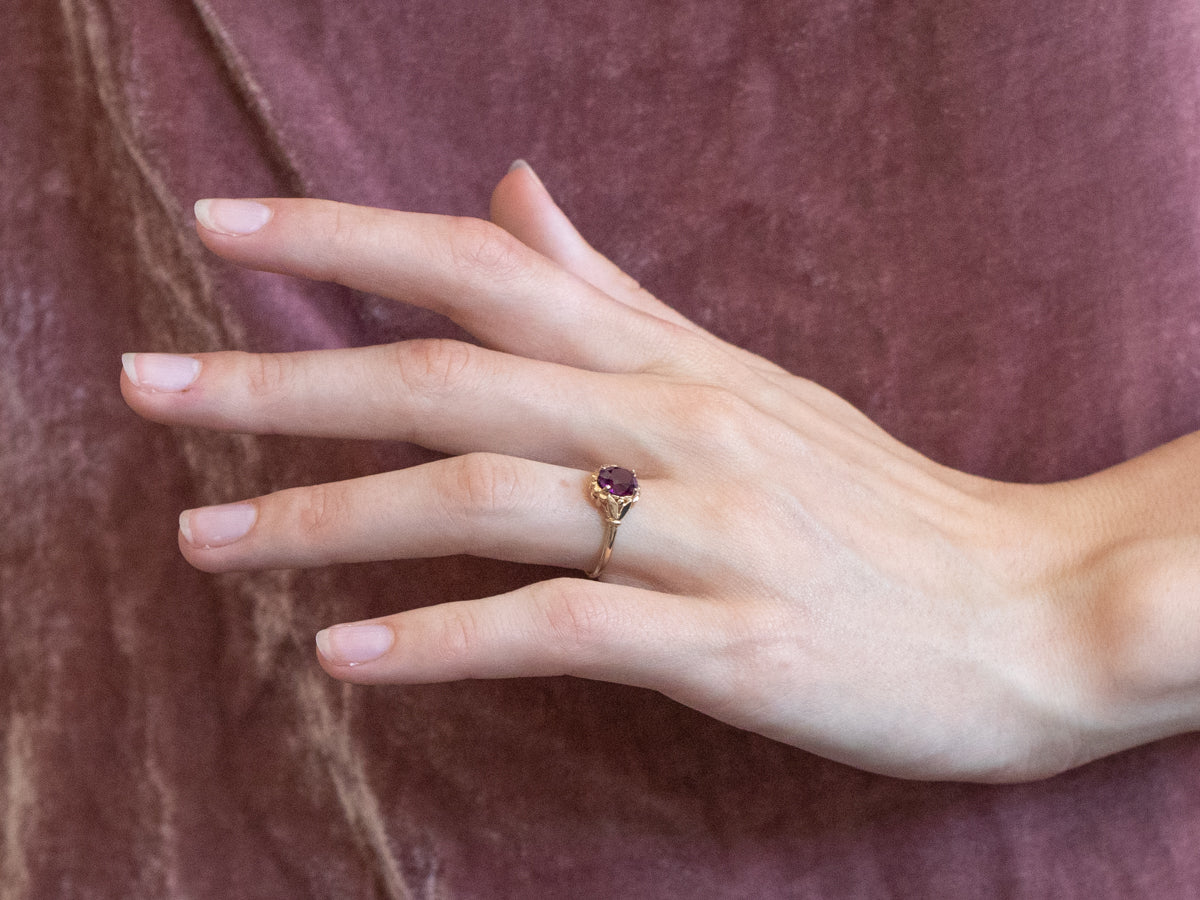 Abigail Purple Sapphire Gold Solitaire Ring from the Elizabeth Henry Collection