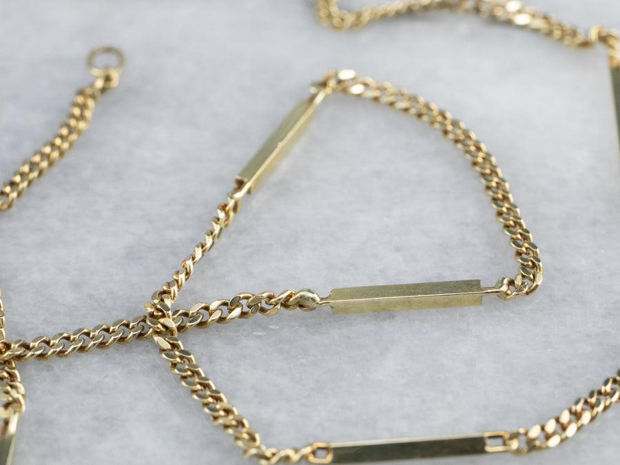 Bar Link Curb Chain Gold Necklace