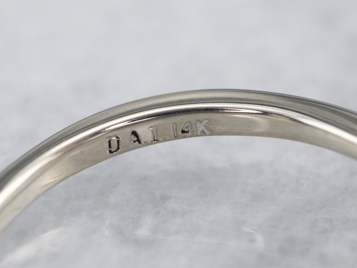 Blue Topaz White Gold Bypass Style Solitaire Ring