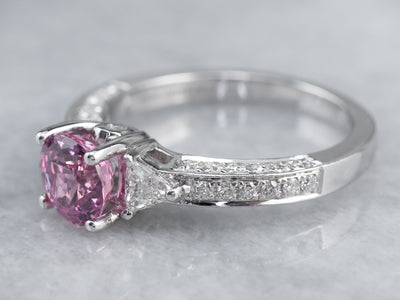 Pink Sapphire Diamond White Gold Engagement Ring