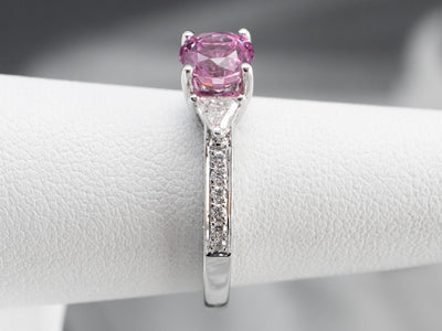 Pink Sapphire Diamond White Gold Engagement Ring