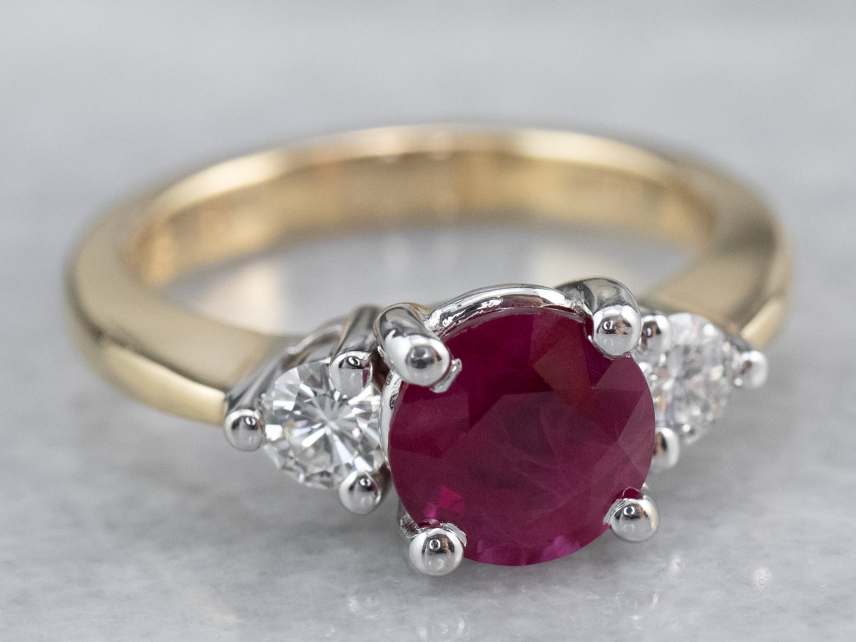 Ruby Diamond Gold Engagement Ring