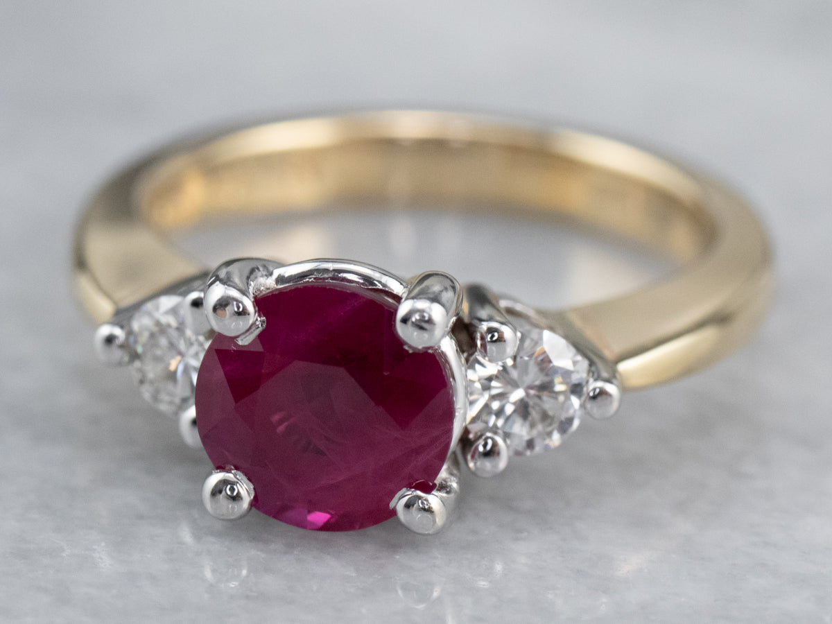Ruby Diamond Gold Engagement Ring