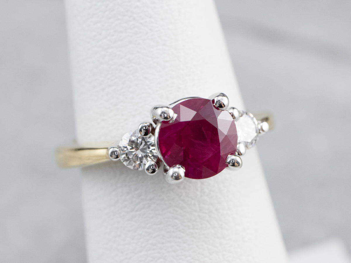 Ruby Diamond Gold Engagement Ring