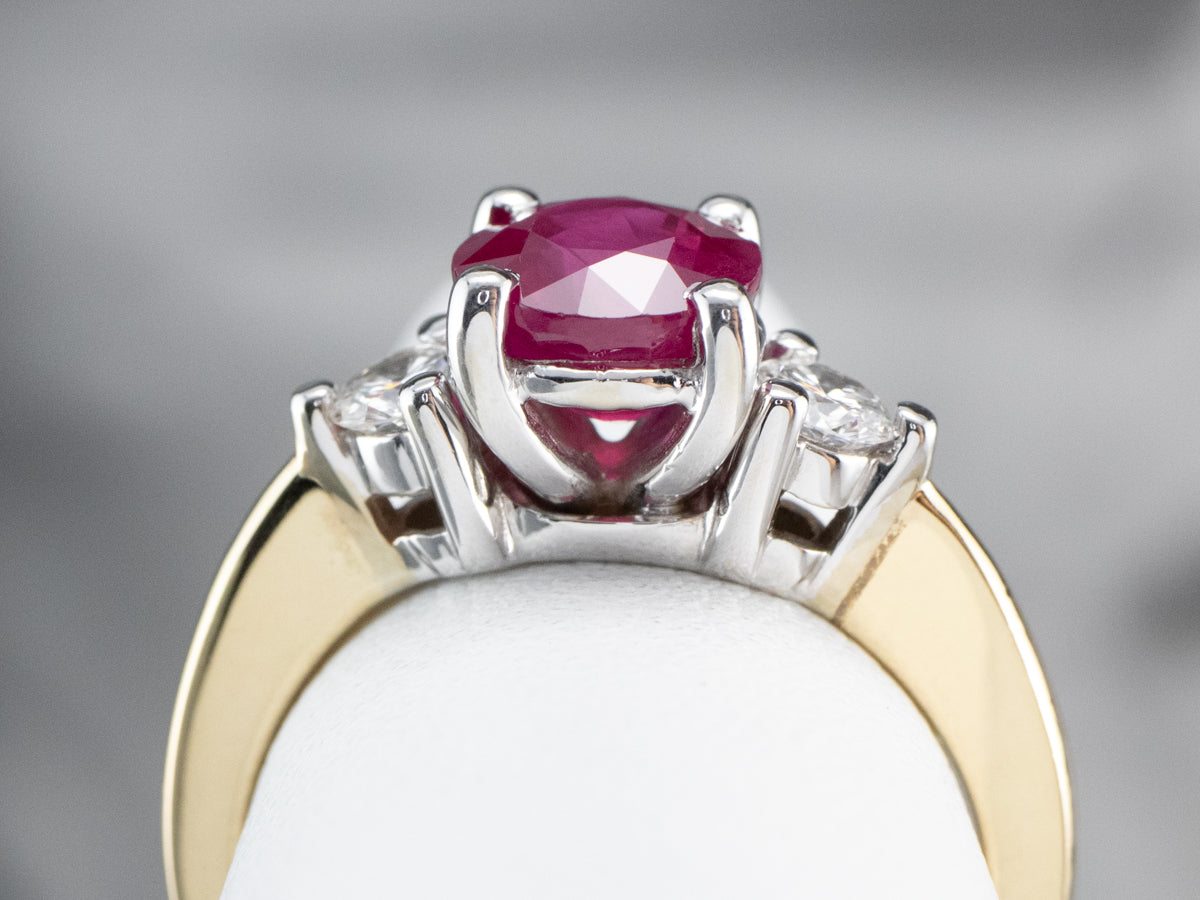 Ruby Diamond Gold Engagement Ring