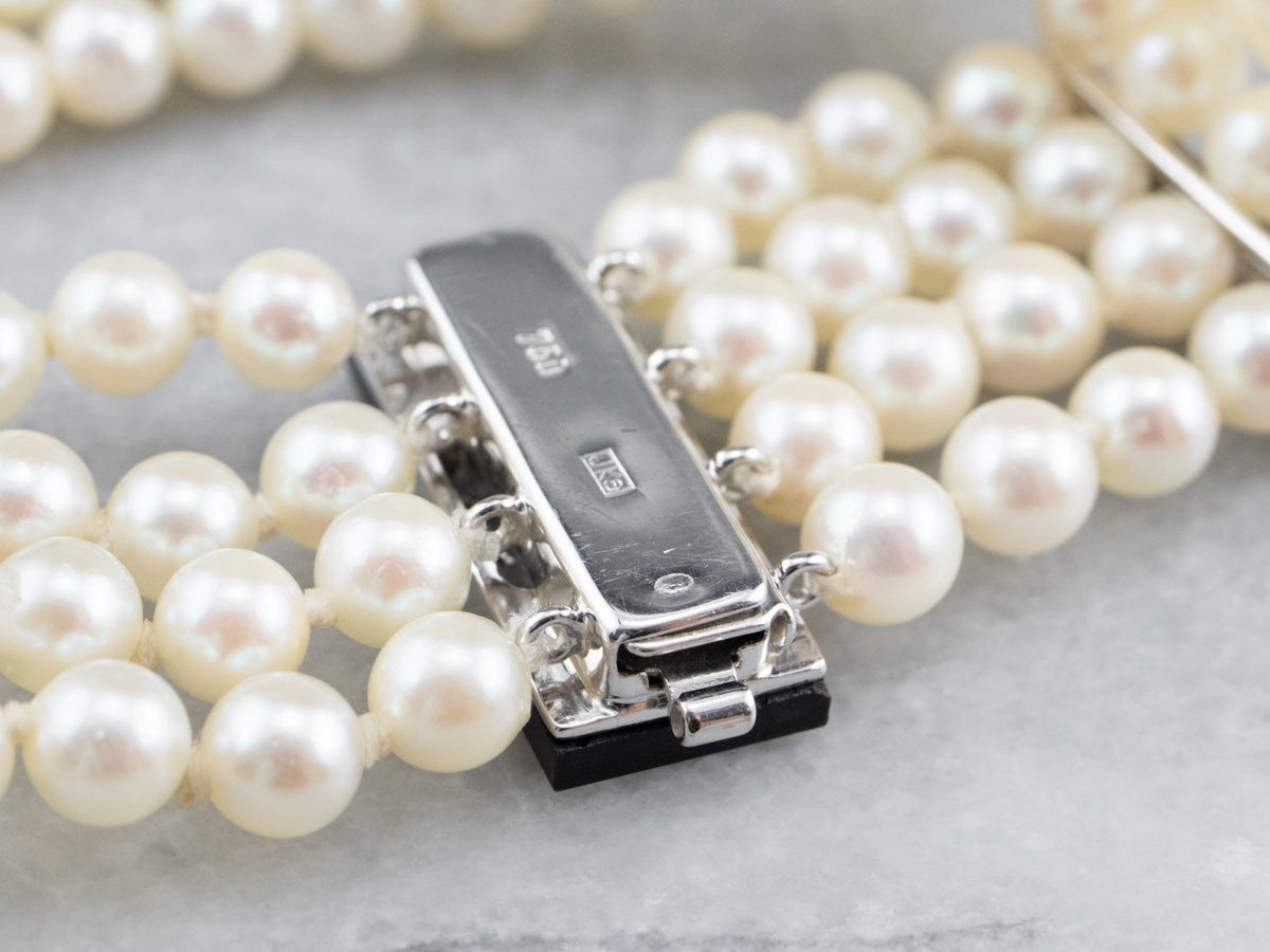 Pearl Black Onyx Diamond Bead Bracelet