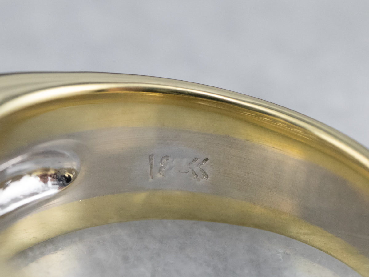Heavy Diamond Two Tone Gold Band