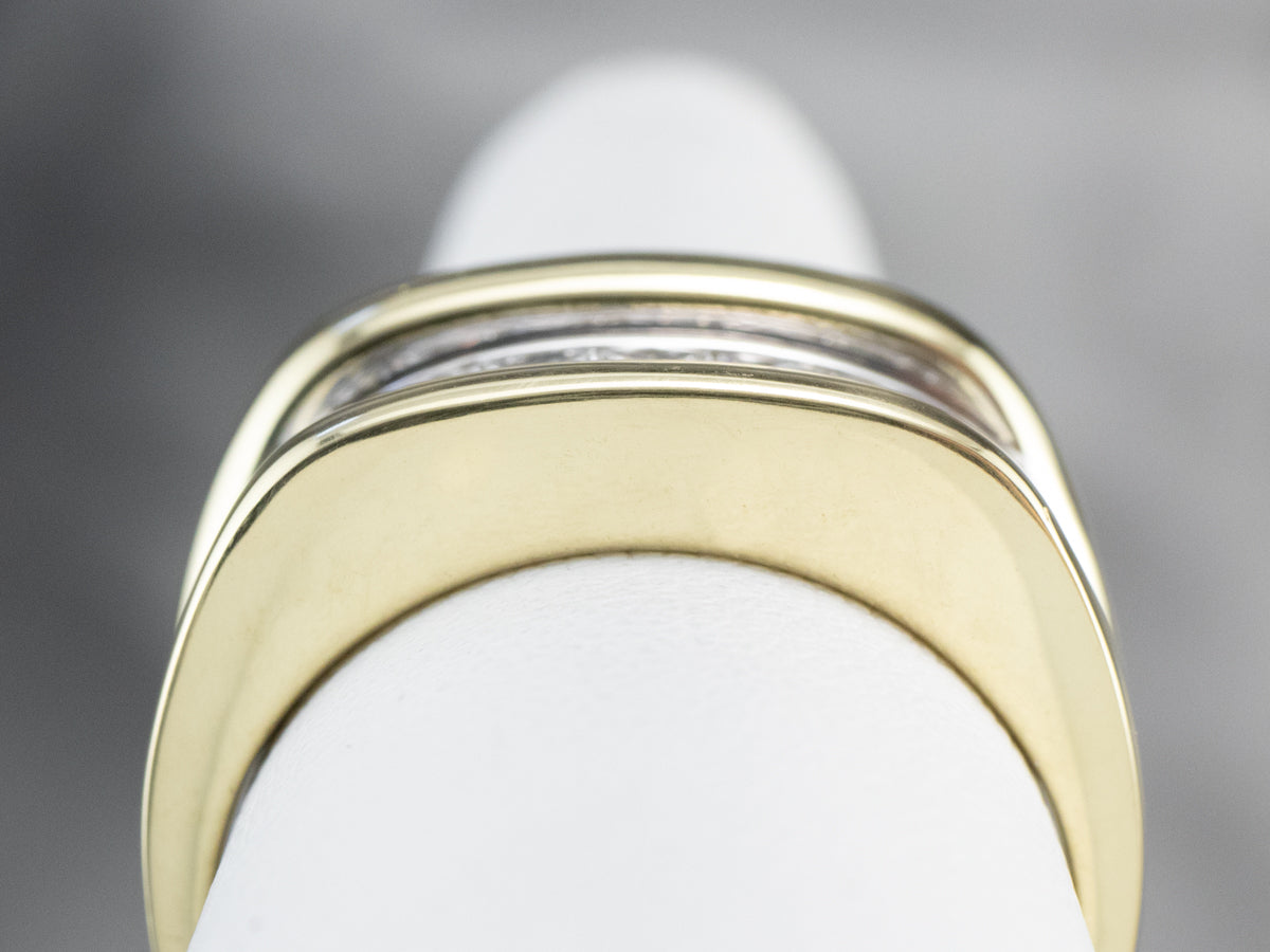 Heavy Diamond Two Tone Gold Band