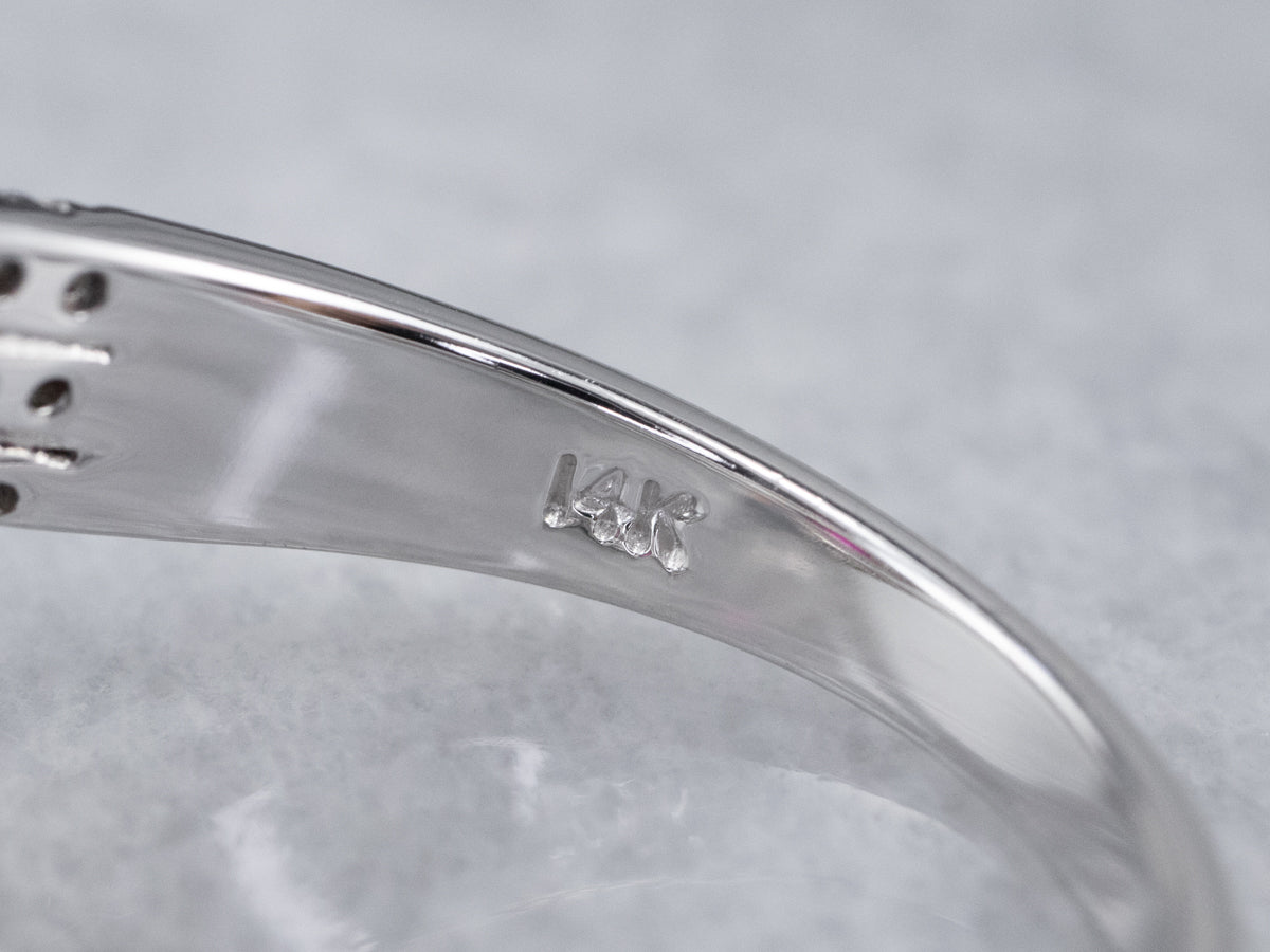 Modern Ruby Diamond Halo White Gold Engagement Ring