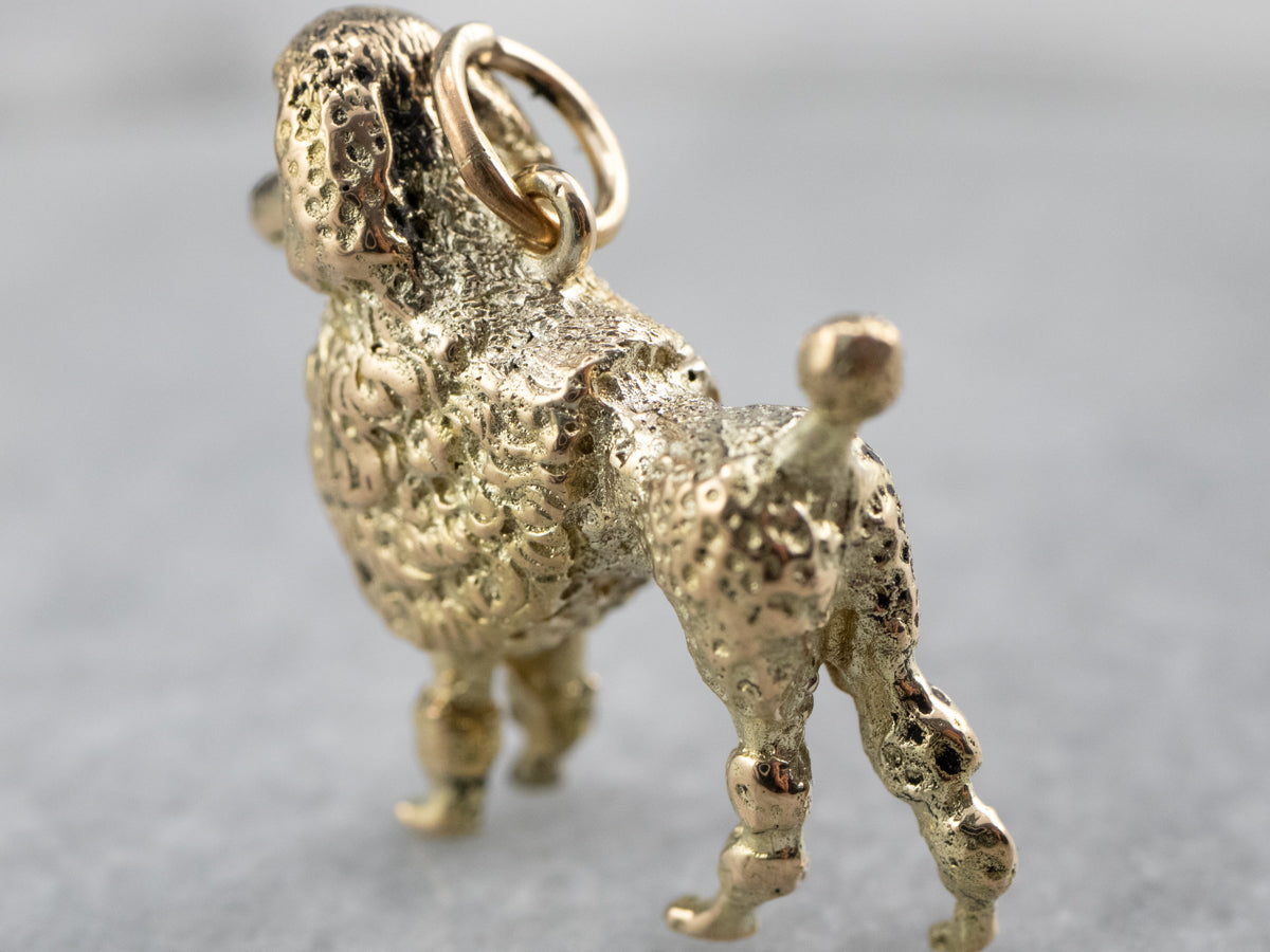 Sweet Ruby and Gold Poodle Charm Pendant