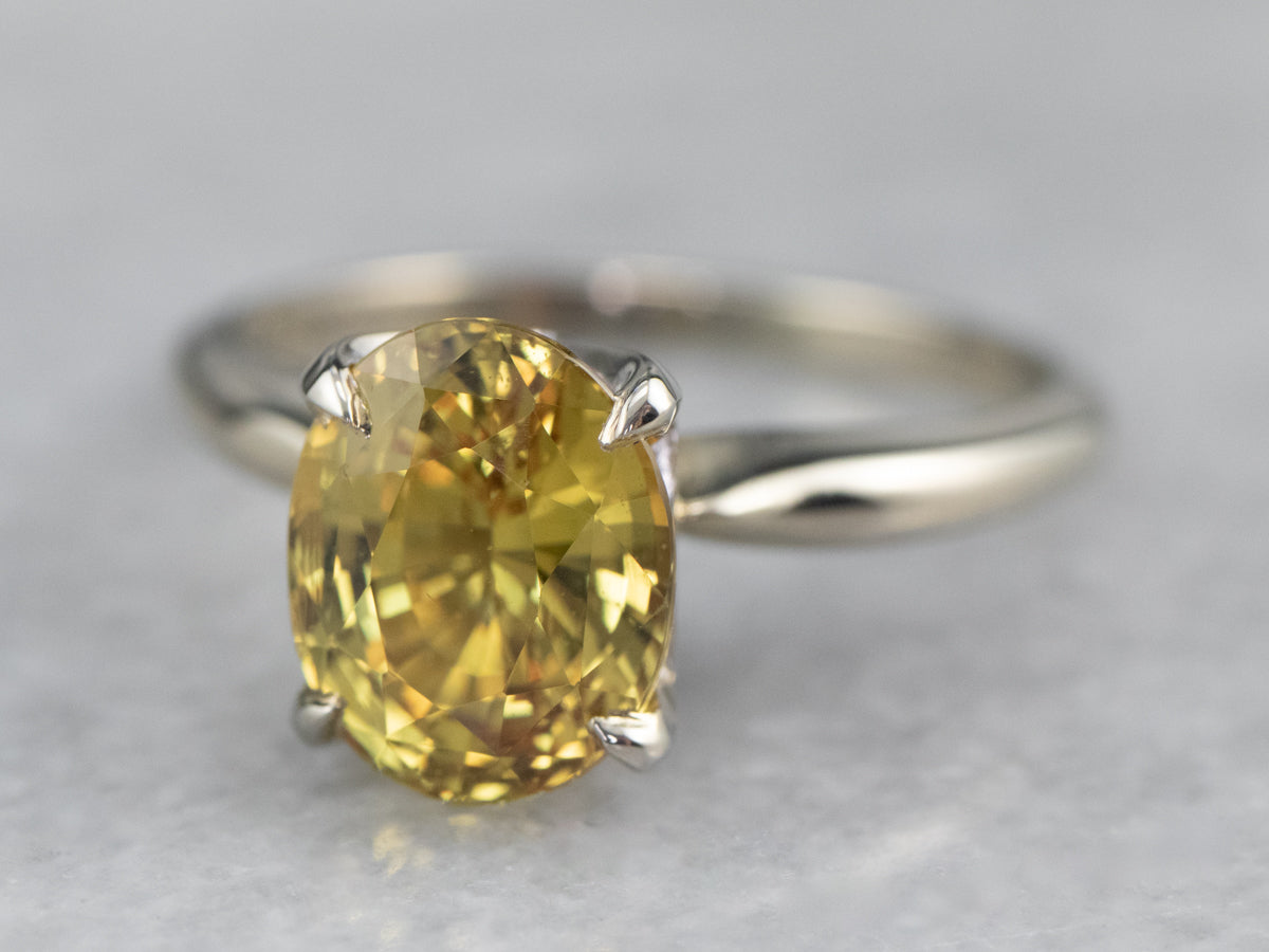 Modern Yellow Sapphire Solitaire Engagement Ring