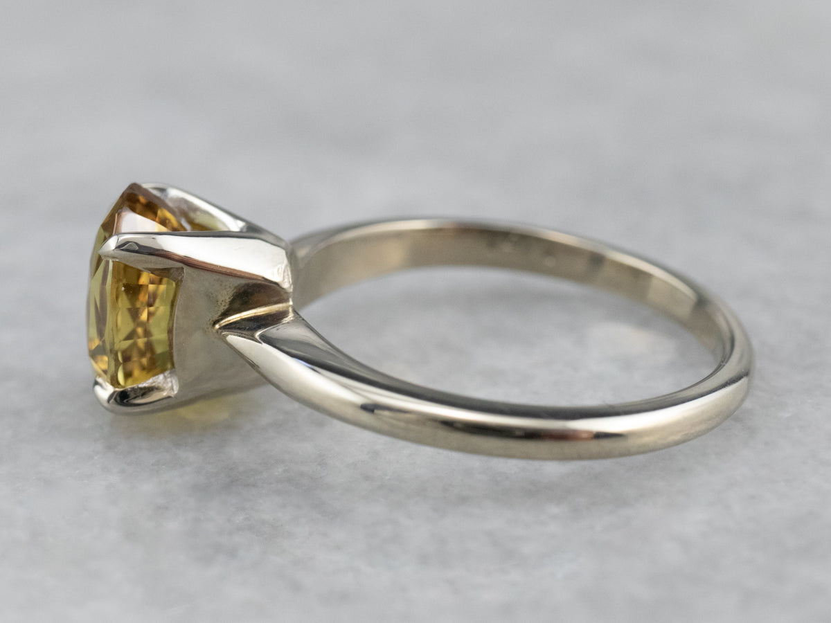 Modern Yellow Sapphire Solitaire Engagement Ring