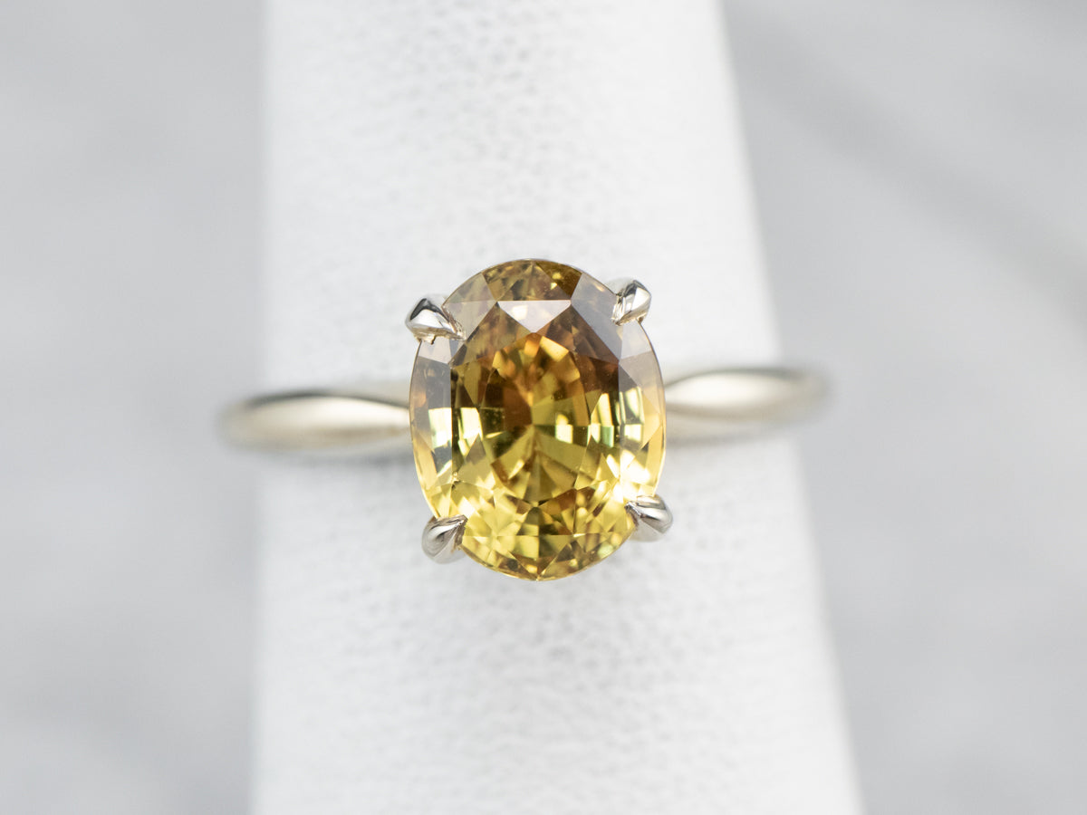 Modern Yellow Sapphire Solitaire Engagement Ring