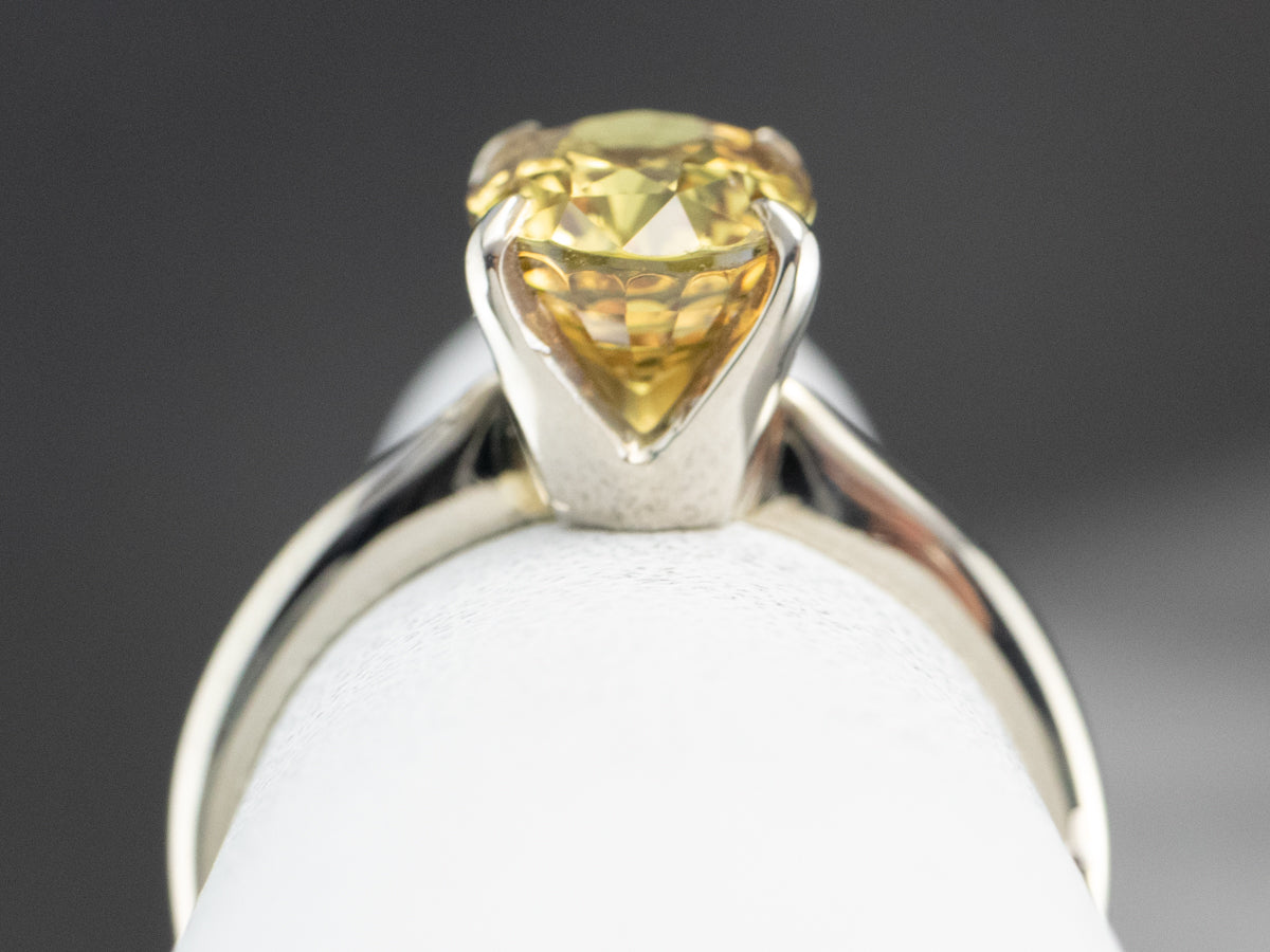 Modern Yellow Sapphire Solitaire Engagement Ring