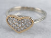 Diamond Heart Two Tone Gold Ring