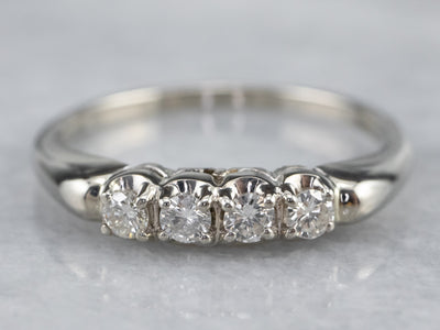 Four Diamond White Gold Band Ring